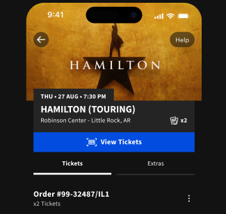 Ticketmaster app showing ticket access screen