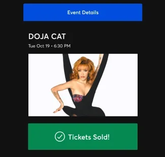 Ticketmaster app showing ticket resale screen