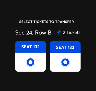 Ticketmaster app showing ticket transfer screen