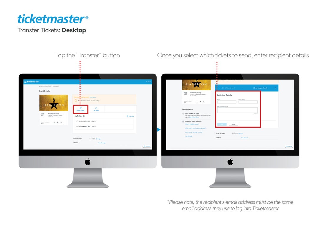 Ticketmaster.ca Help Transferring Tickets