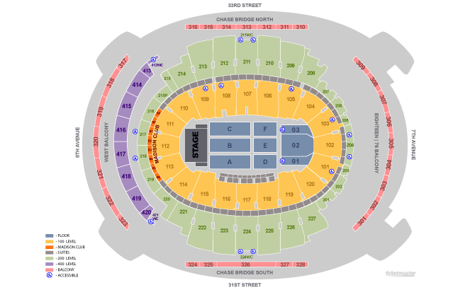 Msg Concert Seating Chart Billy Joel