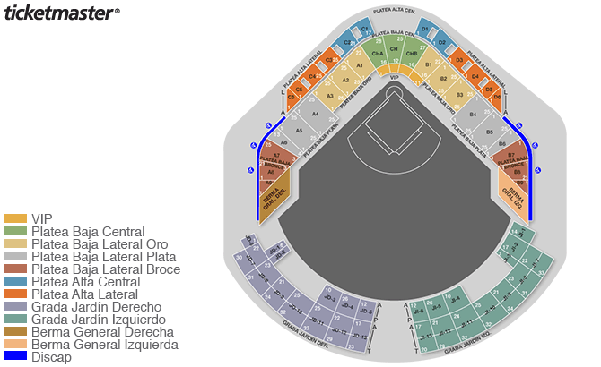 Mapa de asientos Estadio Alfredo Harp Helú