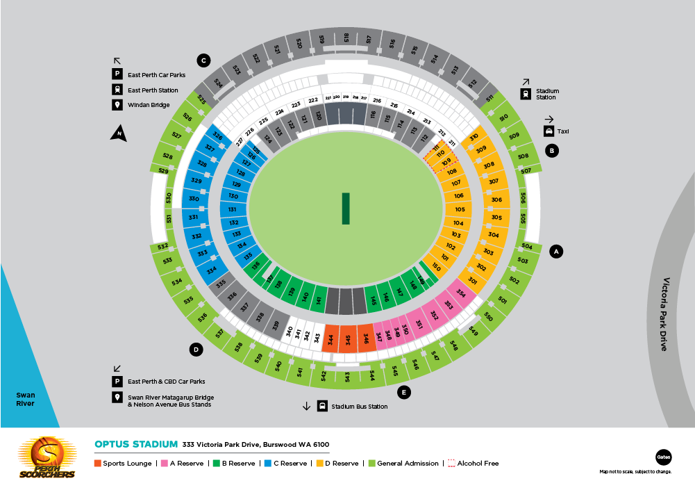 Optus Stadium Venue Map 2025 Schedule