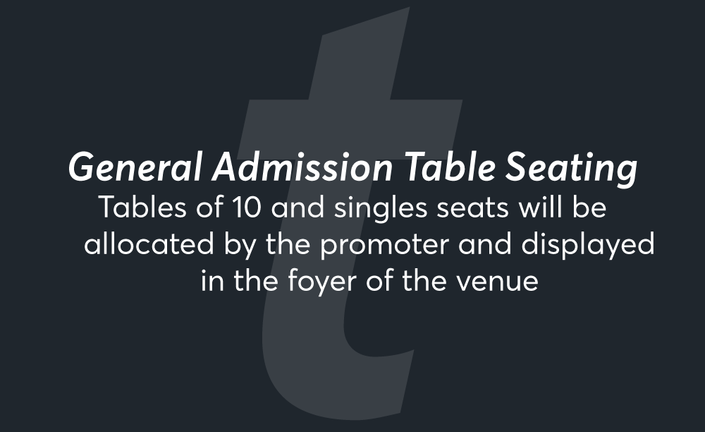 Venue seating chart for Cricket Lunch for reference only