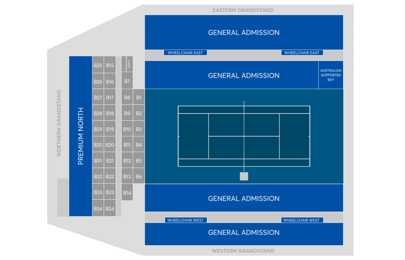 Venue seating chart for Billie Jean King Cup for reference only
