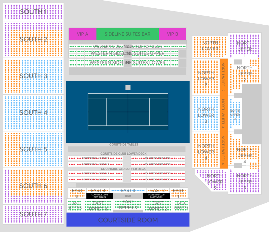 Venue seating chart for Adelaide International for reference only