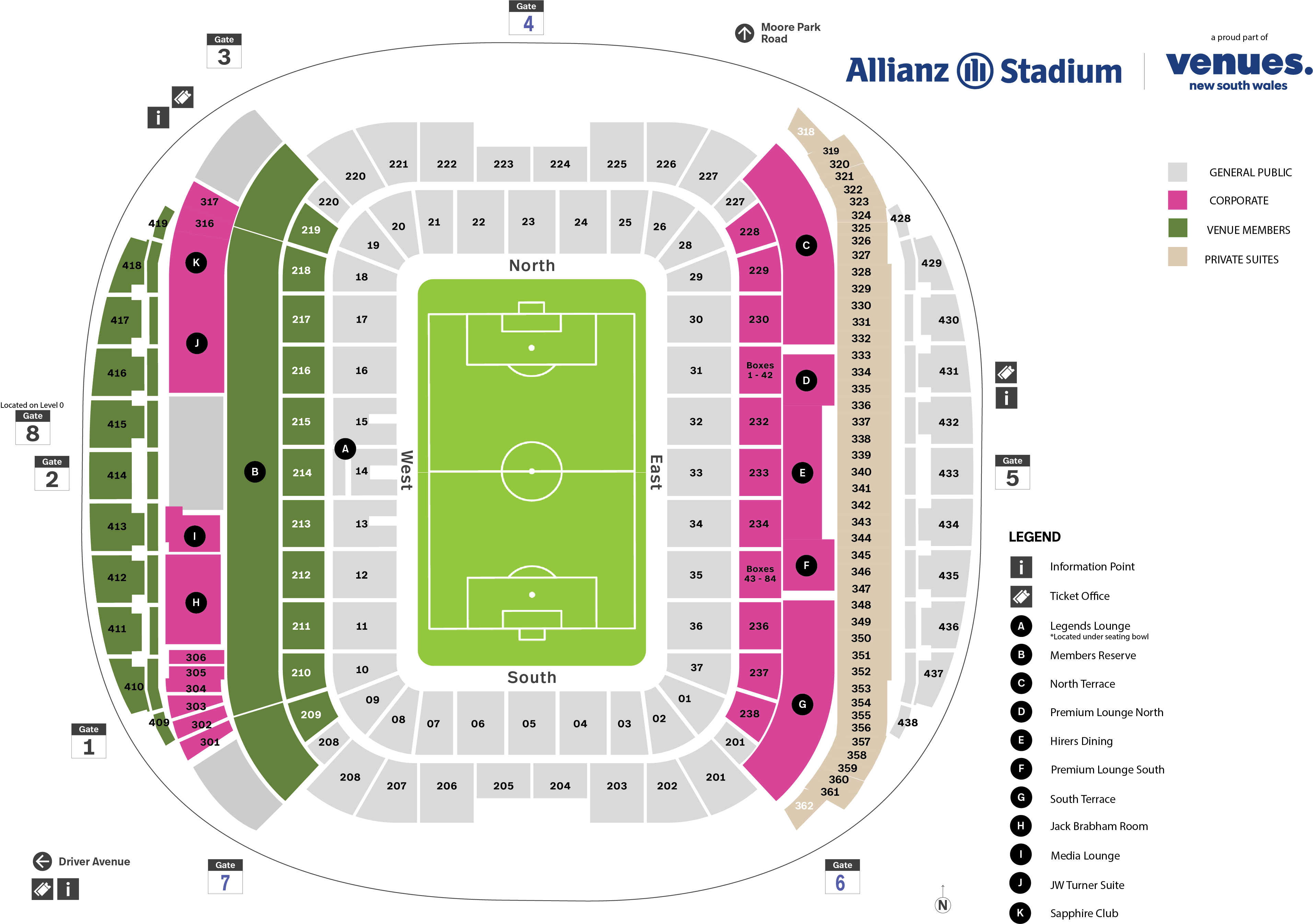 Venue seating chart for Sydney FC for reference only