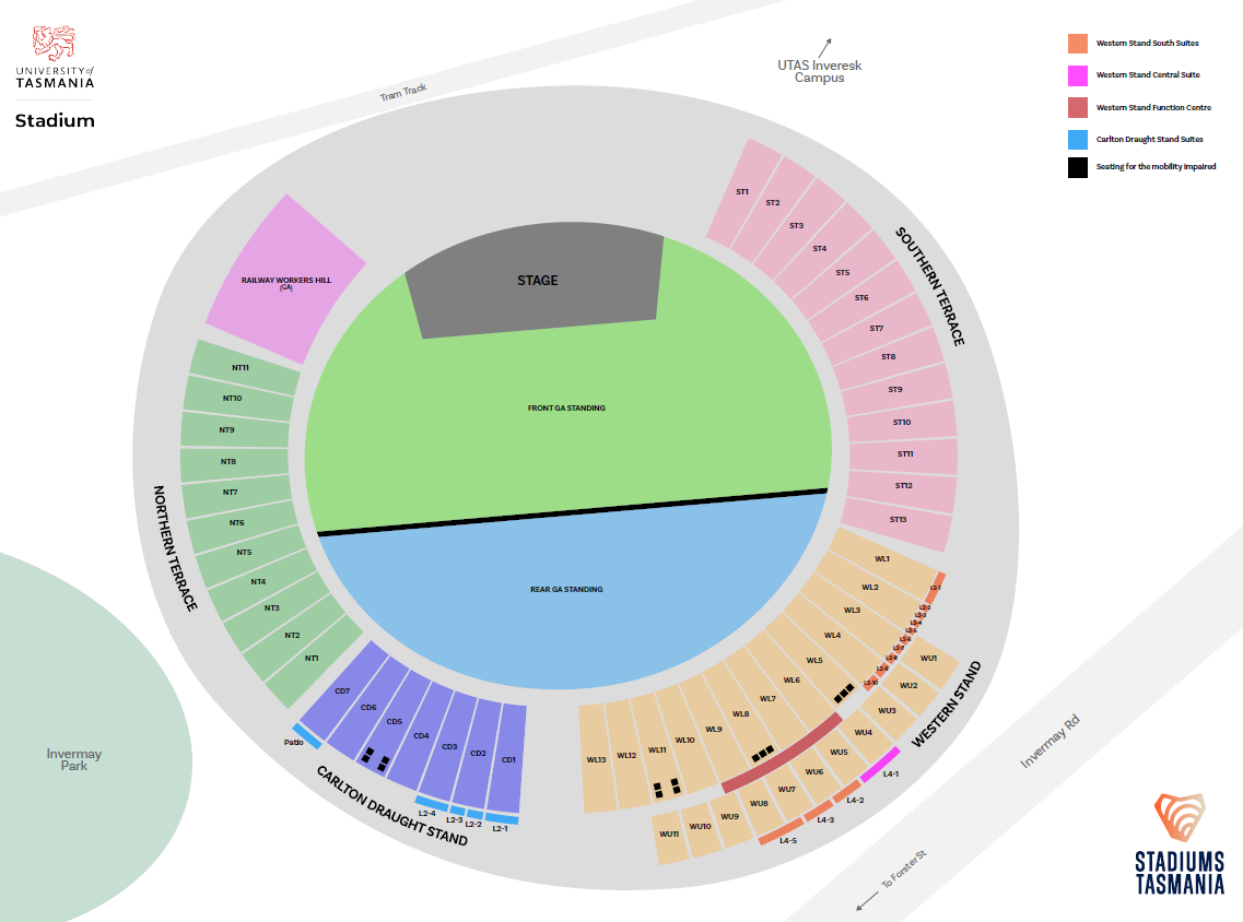 Venue seating chart for Foo Fighters for reference only