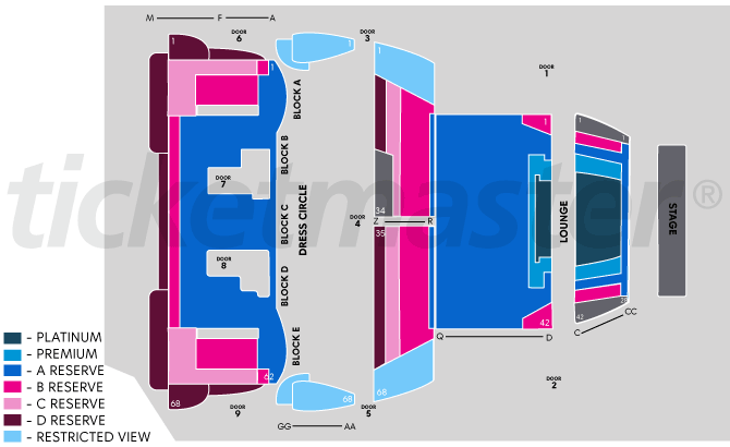 Crown Theatre Seating Map Perth