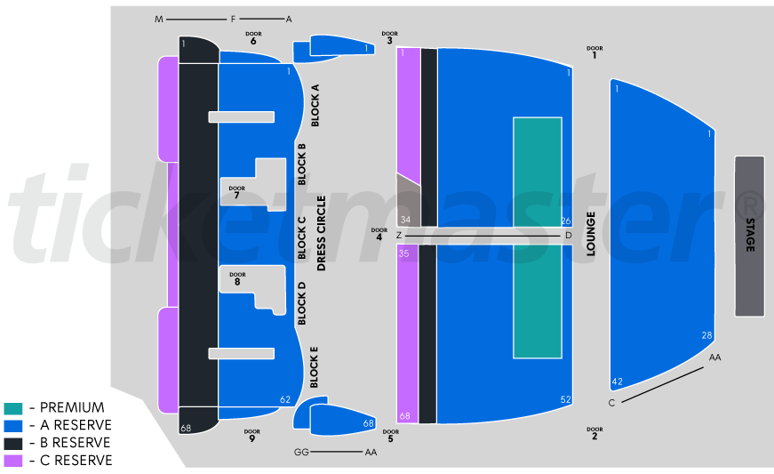 Perth Convention Centre Riverside Theatre Seating Map