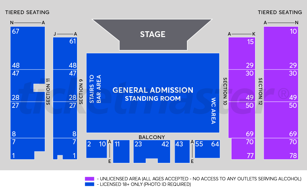 Venue seating chart for Pixies for reference only