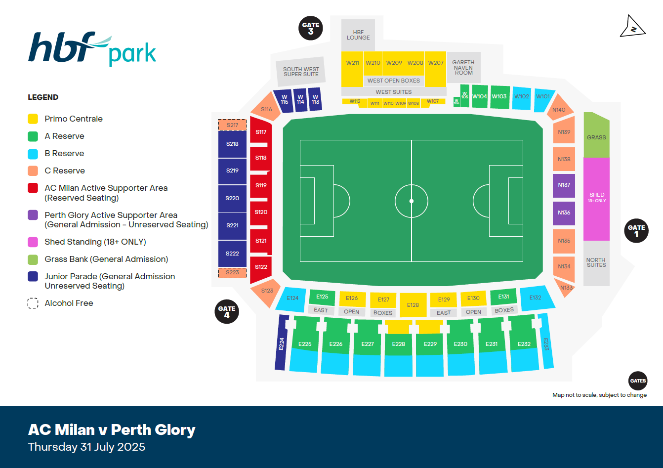 Venue seating chart for AC Milan for reference only