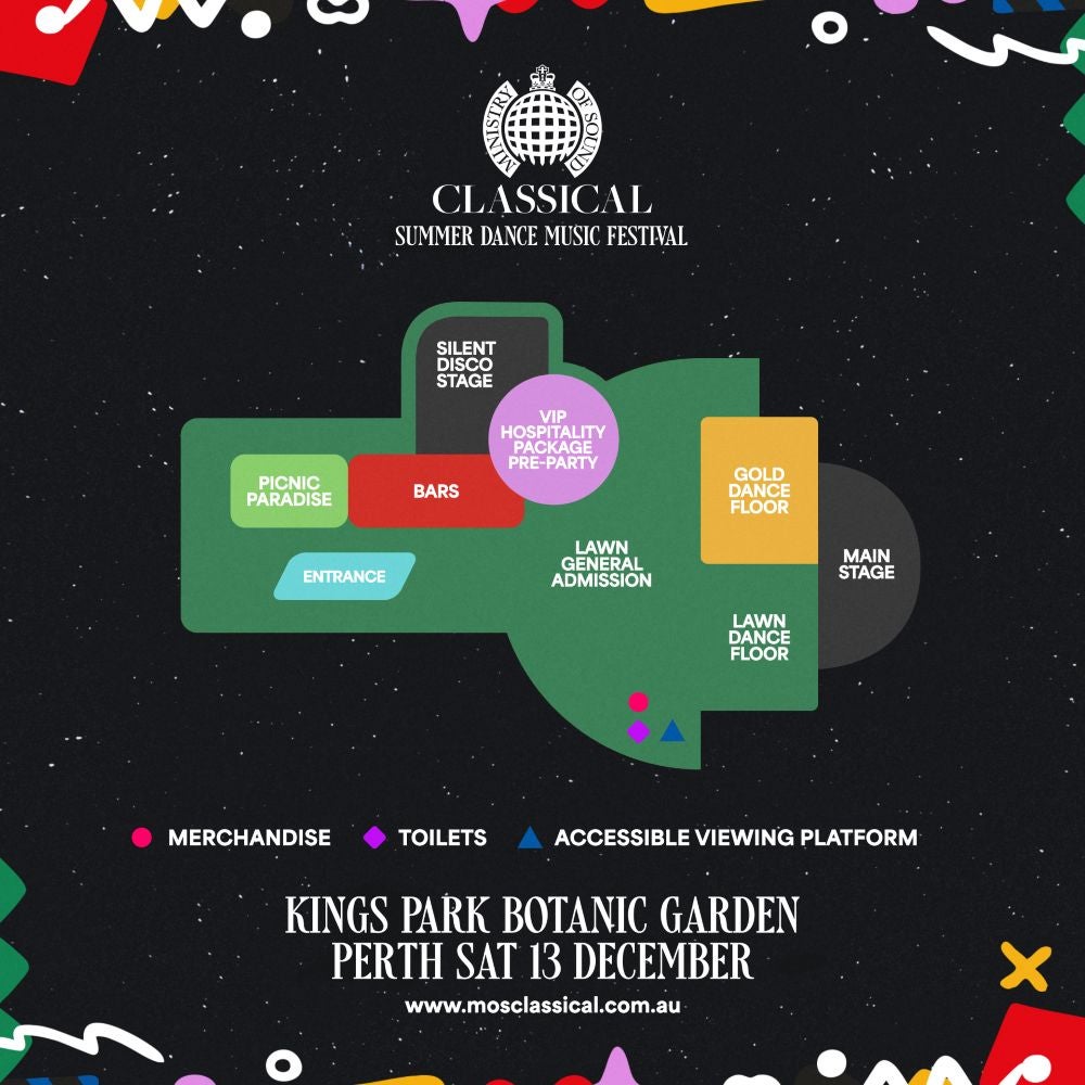 Venue seating chart for Ministry of Sound Classical for reference only