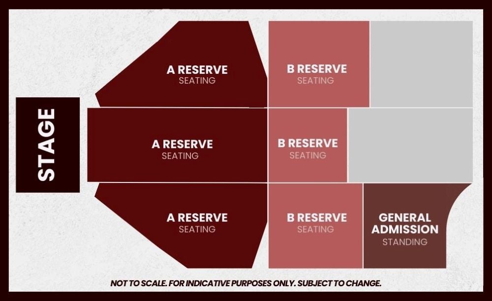 Venue seating chart for Crowded House for reference only