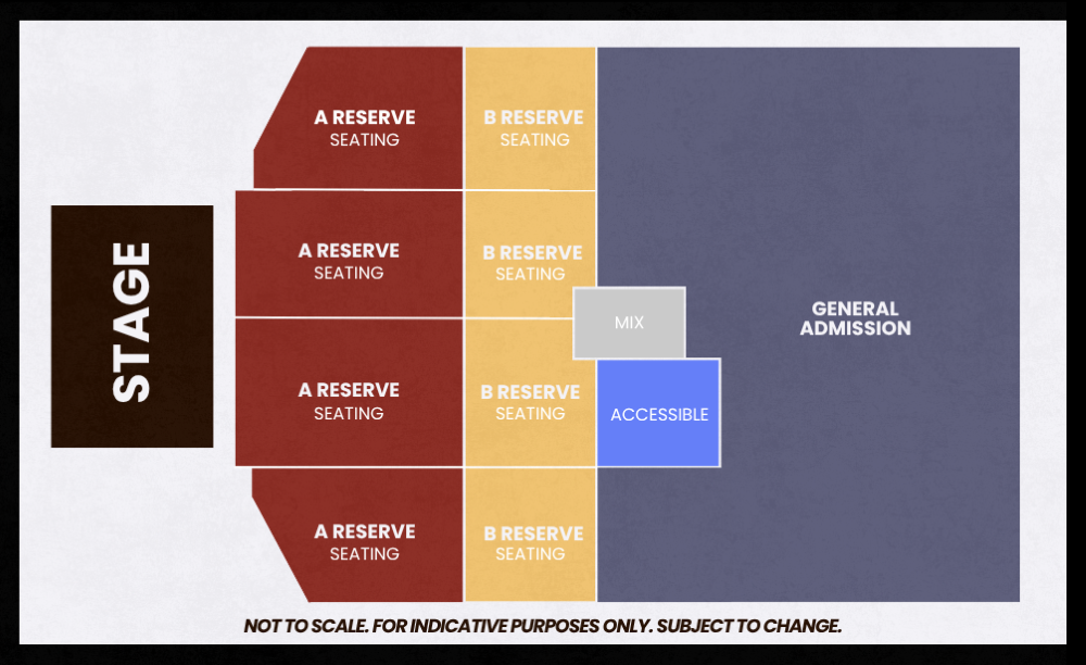 Venue seating chart for Jimmy Barnes for reference only