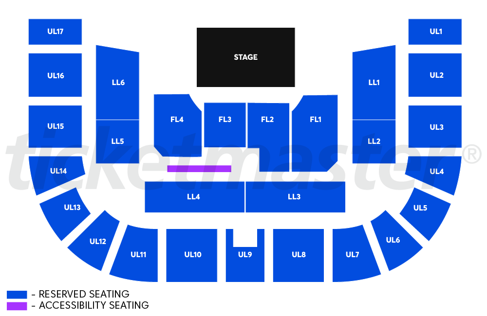 Venue seating chart for Crowded House for reference only
