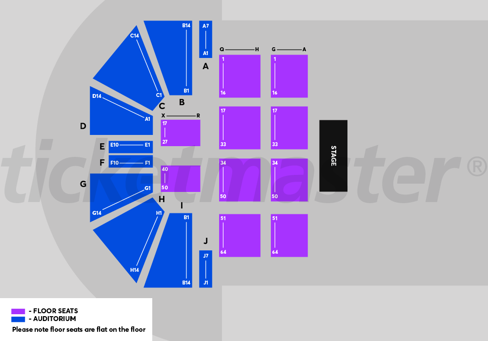 Venue seating chart for Urzila Carlson for reference only