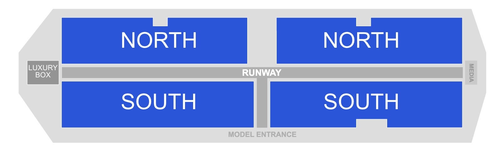 Venue seating chart for PayPal Melbourne Fashion Festival for reference only