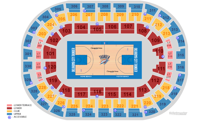 Okc Thunder Chesapeake Arena Seating Chart
