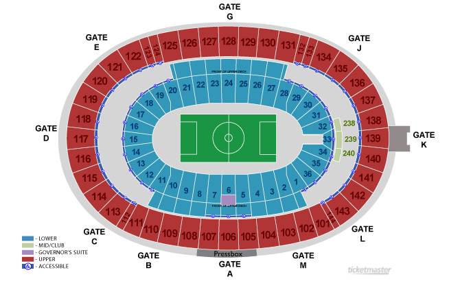 Row Seat Number Cotton Bowl Seating Chart