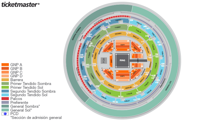Mapa de asientos del inmueble El Hijo del Santo La Despedida solo como referencia
