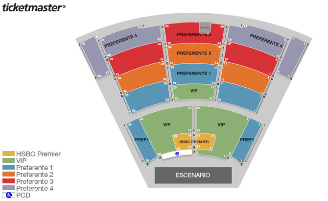 Mapa de asientos del inmueble El Fantasma De La Ópera México solo como referencia