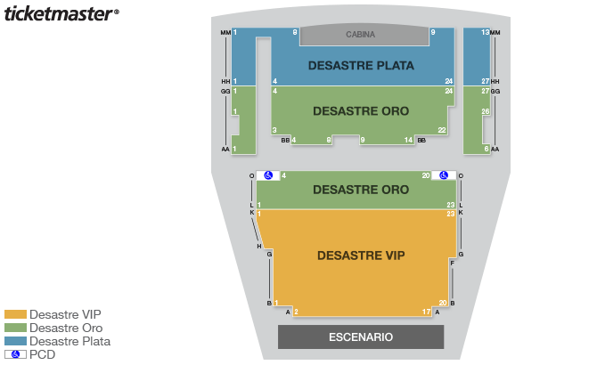 Mapa de asientos del inmueble Qué desastre de función solo como referencia