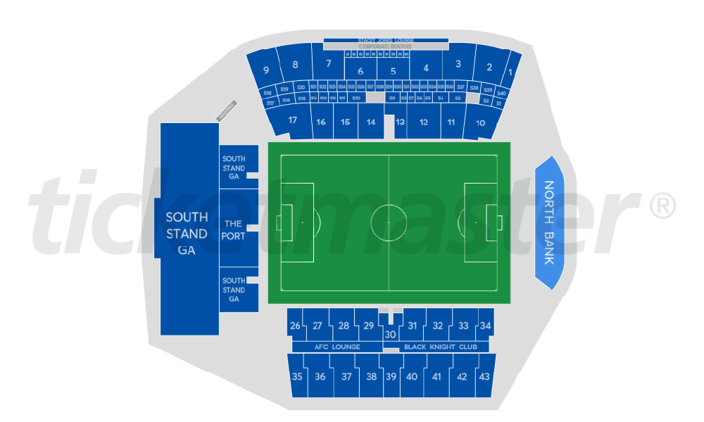 Venue seating chart for Auckland FC for reference only
