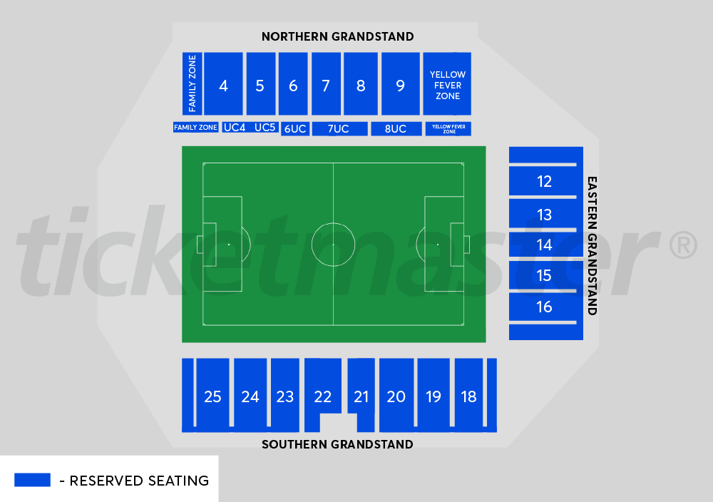 Venue seating chart for Wellington Phoenix for reference only