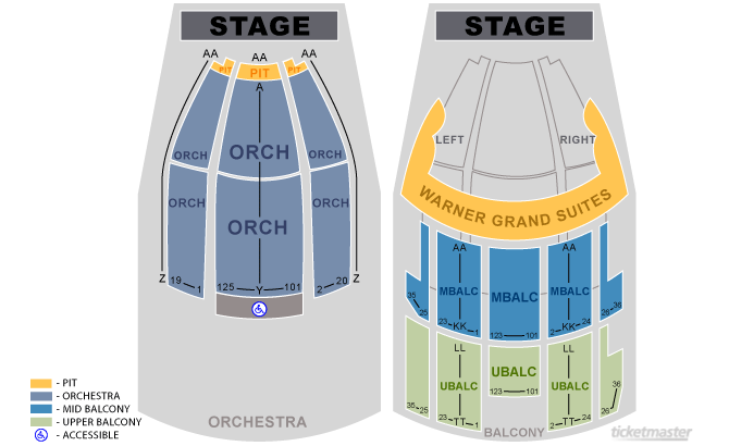 Warner Theater Interactive Seating Chart
