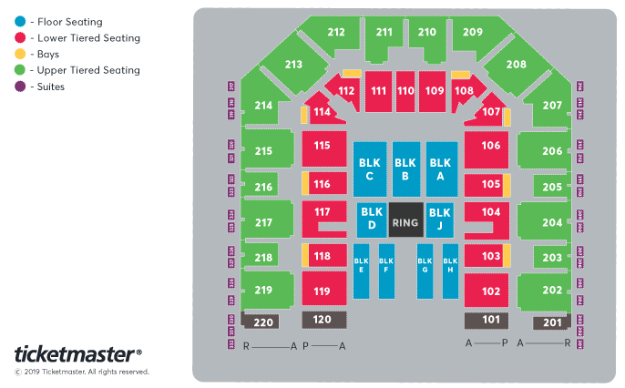 WWE Live Seating Plan at Utilita Arena Sheffield
