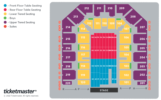 2023 Cazoo Premier League Darts Seating Plan at Utilita Arena Sheffield