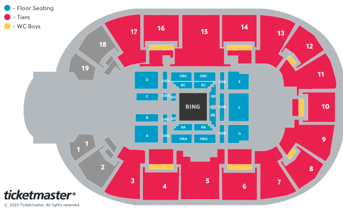 WWE Live Seating Plan at Motorpoint Arena Nottingham