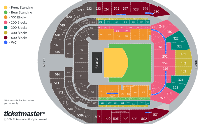 Pearl Jam - Dark Matter World Tour 2024 Seating Plan at Tottenham Hotspur Stadium