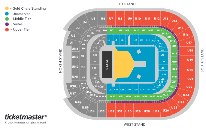 Catfish and the Bottlemen Seating Plan at Principality Stadium