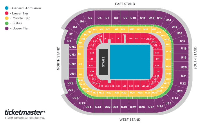 Oasis Seating Plan at Principality Stadium