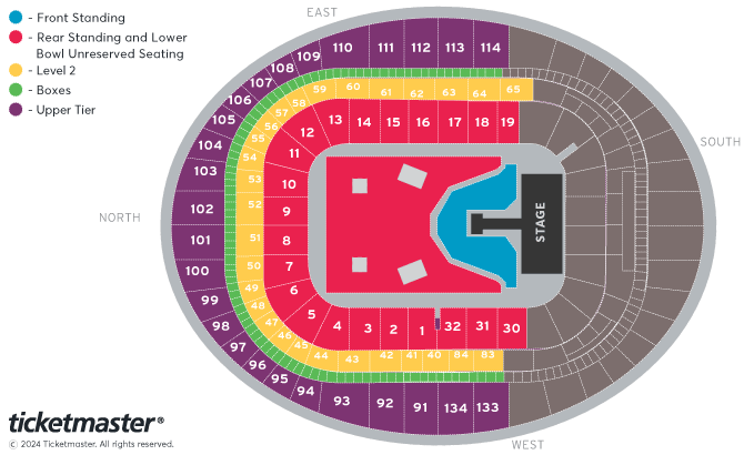 Robbie Williams Seating Plan at Emirates Stadium