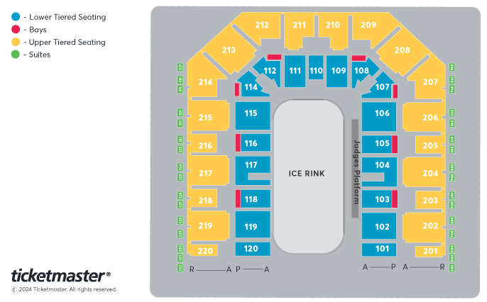 ISU Figure Skating European Championships Sheffield 2026 13-18 January Seating Plan at Utilita Arena Sheffield