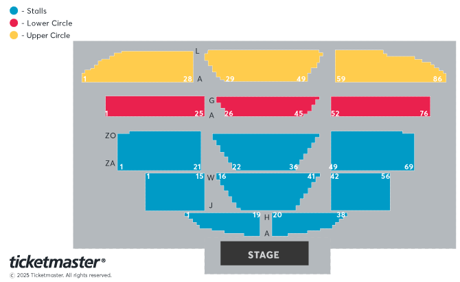 Venue seating chart for Steve Backshall for reference only