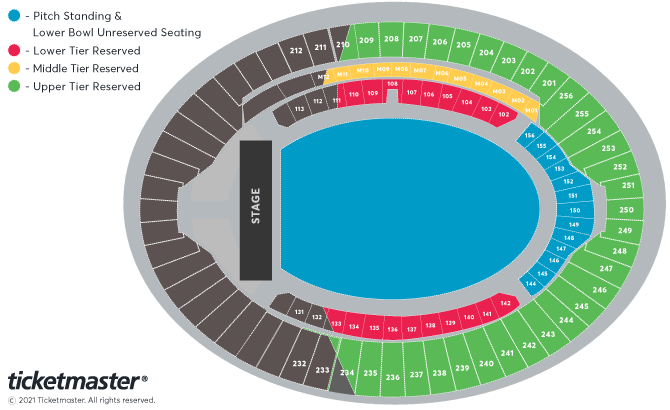 Sam Fender - People Watching Stadium Tour 2025 Seating Plan at London Stadium