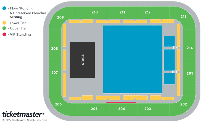 Venue seating chart for Gorillaz for reference only