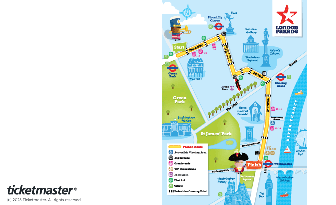 Venue seating chart for London Parade for reference only