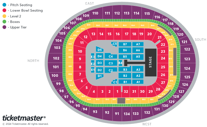 Boyzone Seating Plan at Emirates Stadium