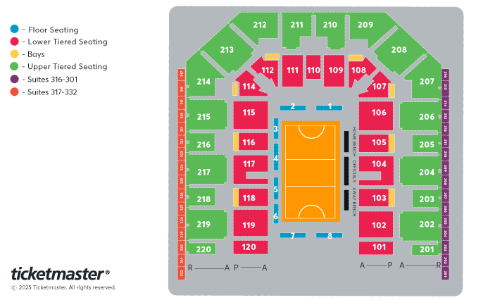 Netball Super Cup 2026 Seating Plan at Utilita Arena Sheffield