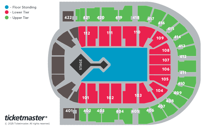 Dave - the Boy Who Played the Harp Tour Seating Plan at The O2 Arena