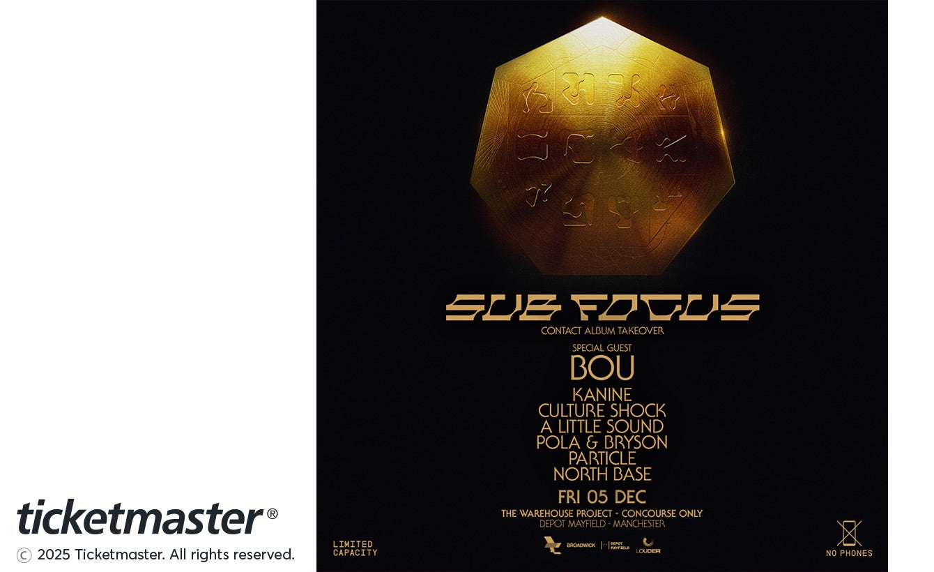 Venue seating chart for Sub Focus for reference only