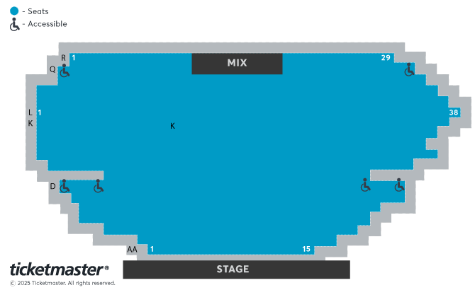 Venue seating chart for Mike Wozniak for reference only