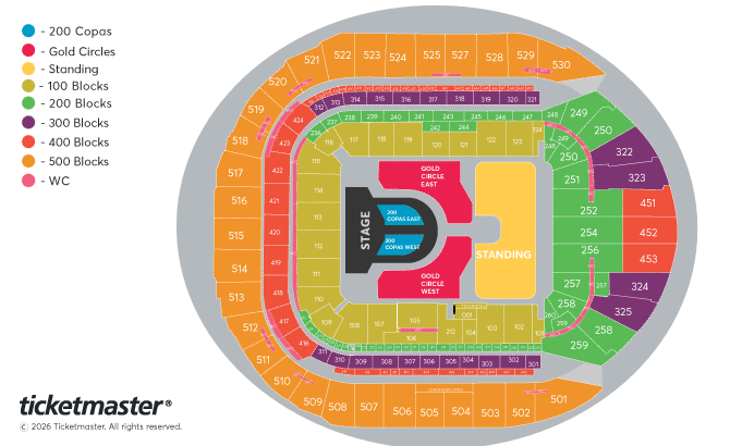 KAROL G - VIAJANDO POR EL MUNDO TROPITOUR Seating Plan at Tottenham Hotspur Stadium