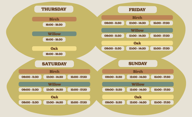 Zaalplattegrond: Camp Bestival 2026 - Outward Adventures - Saturday