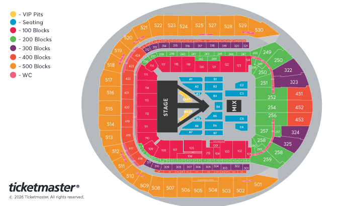 BIGBANG 2026 World Tour Seating Plan at Tottenham Hotspur Stadium
